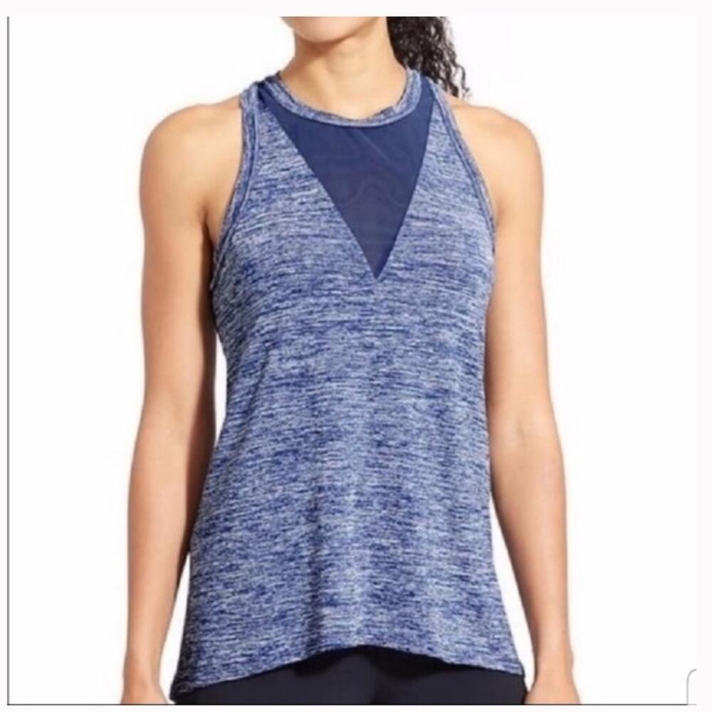 Athleta Utopia‎ Mesh Racerback Blue Tank Top XS